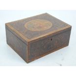An early 19th century mahogany and inlaid work box,