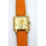 A c1940s gentlemen's Bulova tank-style wristwatch,