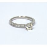 A platinum solitaire brilliant-cut diamond ring, approx 0.
