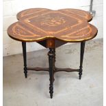 An Edwardian inlaid rosewood occasional table with urn and foliate decoration,