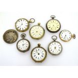 Two silver-cased pocket watches and five further pocket watches to include A.