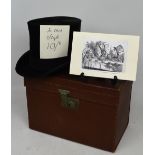 An Edwardian hatbox with leather trim, silk-lined with embossed label for 'Christys' London,