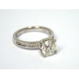 A platinum brilliant-cut solitaire diamond ring,