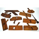 Eight wooden moulding and chamfer planes (8).