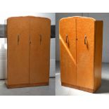 A mid 20th century bird's-eye maple two-door gentlemen's wardrobe, 124 x 187cm,