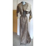 A Victorian mid-19th century coffee and silver striped suit,