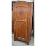 A 1920s oak hall robe, panelled with moulded cornice, interior with mirror,