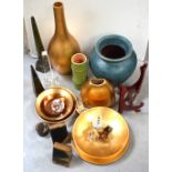 A quantity of mixed ceramic items to include a large turquoise baluster vase,