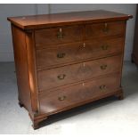 A 19th century mahogany two-over-three chest of drawers raised on bracket supports with ivory