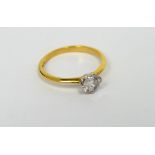 An 18ct yellow gold brilliant-cut diamond solitaire ring approx 0.