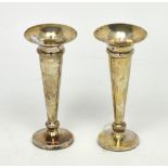 A pair of George V hallmarked silver trumpet posy vases, F Brady & Co, Birmingham 1919 (2).
