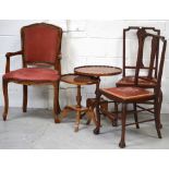 Two oval yew wood pedestal wine tables,