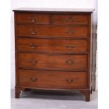 An Edwardian bow-front chest of drawers, two short over four long graduated drawers,