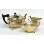 An Elizabeth II hallmarked silver three-piece tea service, to include teapot,