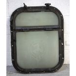 An etched glass Isle of Man Steam Packet Company Ltd porthole, 74 x 47cm.