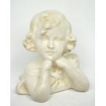 A plaster bust of a young girl, height 20cm.