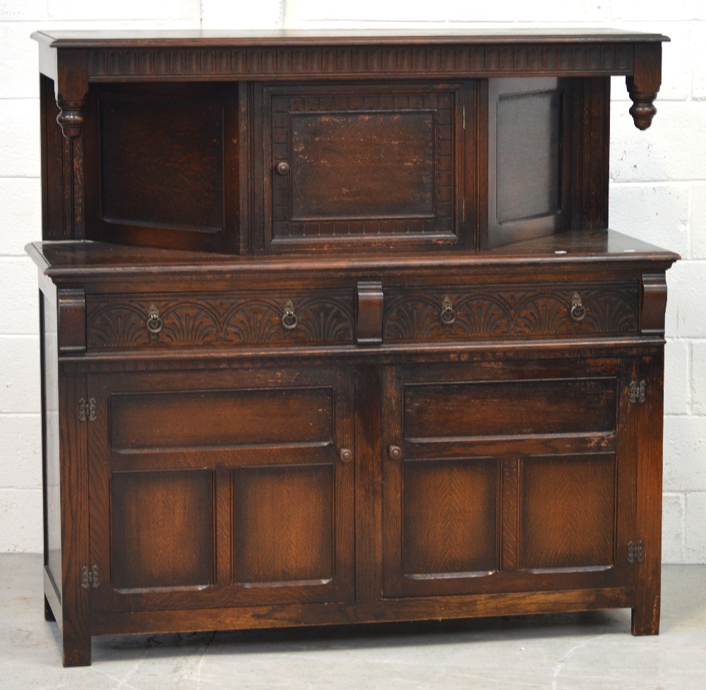 A mid-20th century Priory-style oak court cupboard,