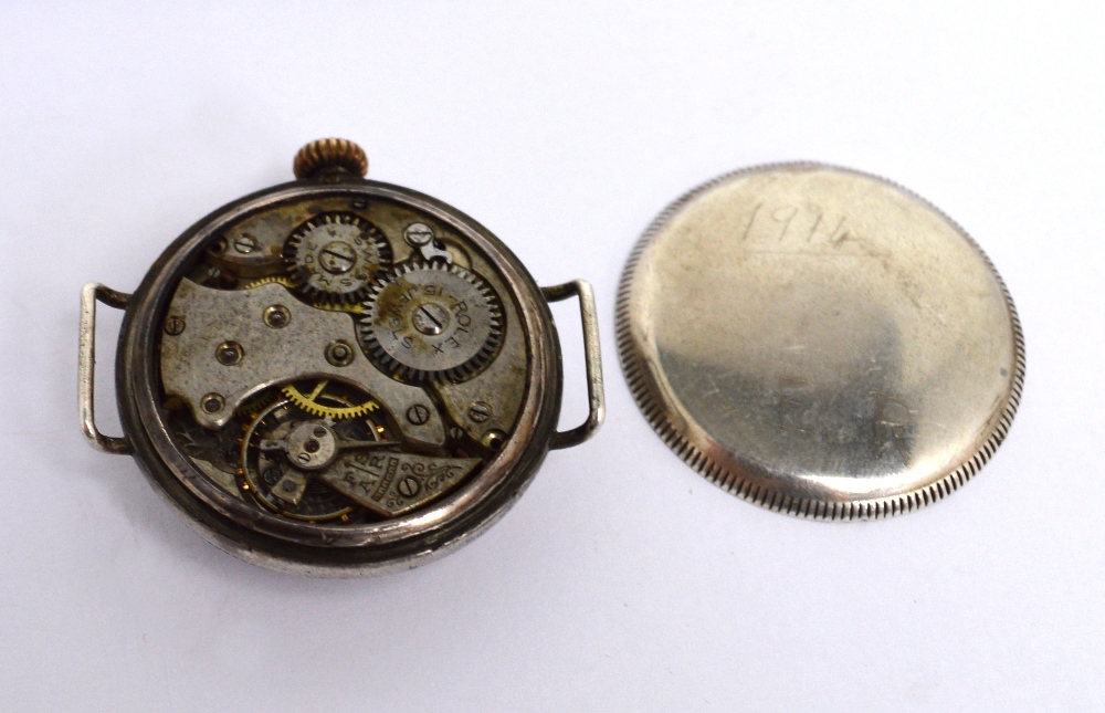 Rolex; a gentlemen's Willsdorf & Davis silver 1914 fifteen-jewel wristwatch, - Image 2 of 3