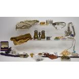 A quantity of 20th century ladies' dress jewellery, clutch bags, opera glasses etc.