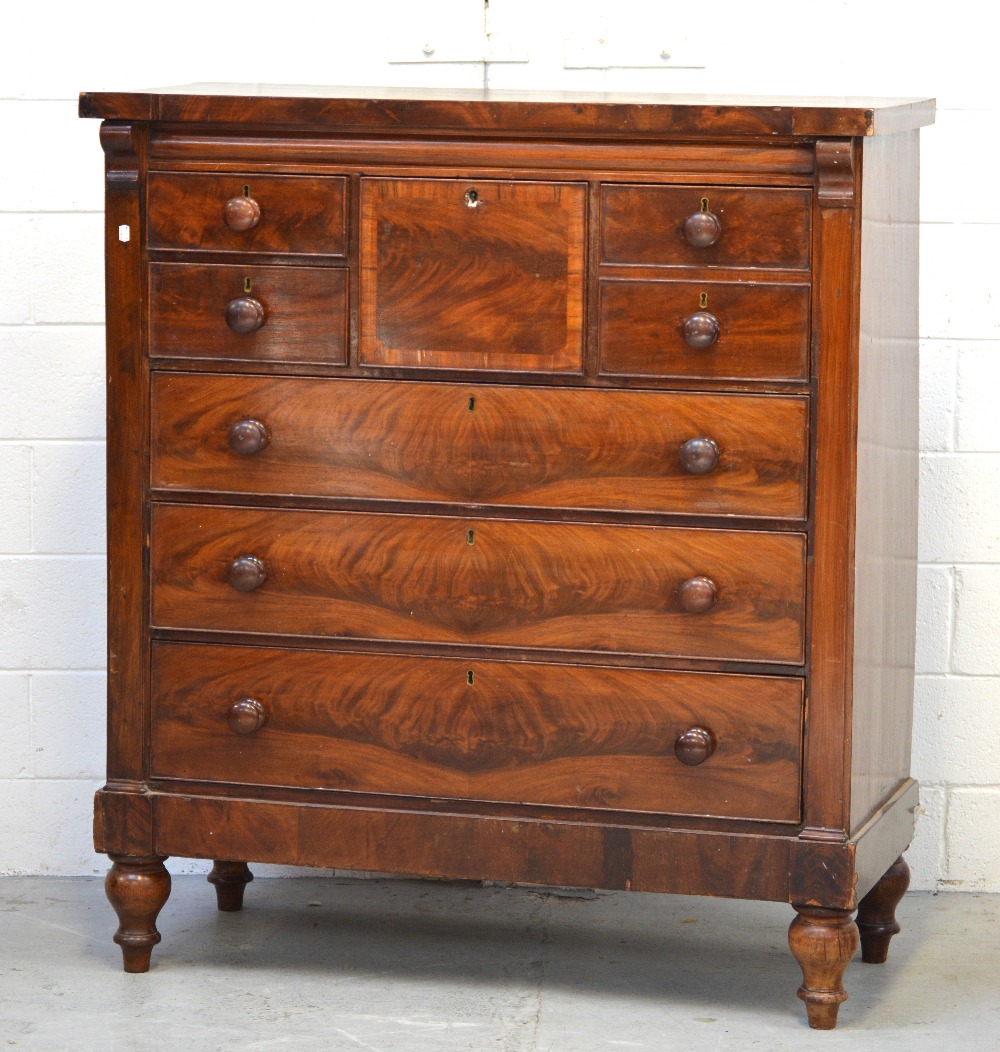 A large 19th century mahogany chest of drawers,
