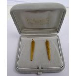 A pair of contemporary 18ct gold drop earrings, handmade in Luxemburg,