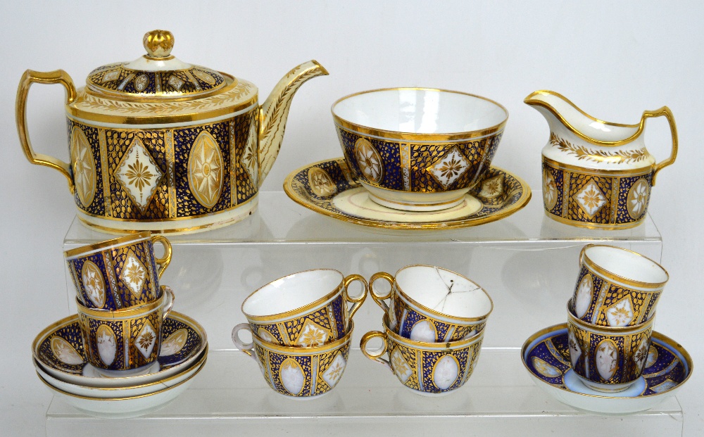Herculaneum (1796-1840); a c1800 part tea service to include teapots, slop bowl, milk jug,