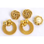 Three pairs of Givenchy vintage clip-on earrings, a pair of large knots,