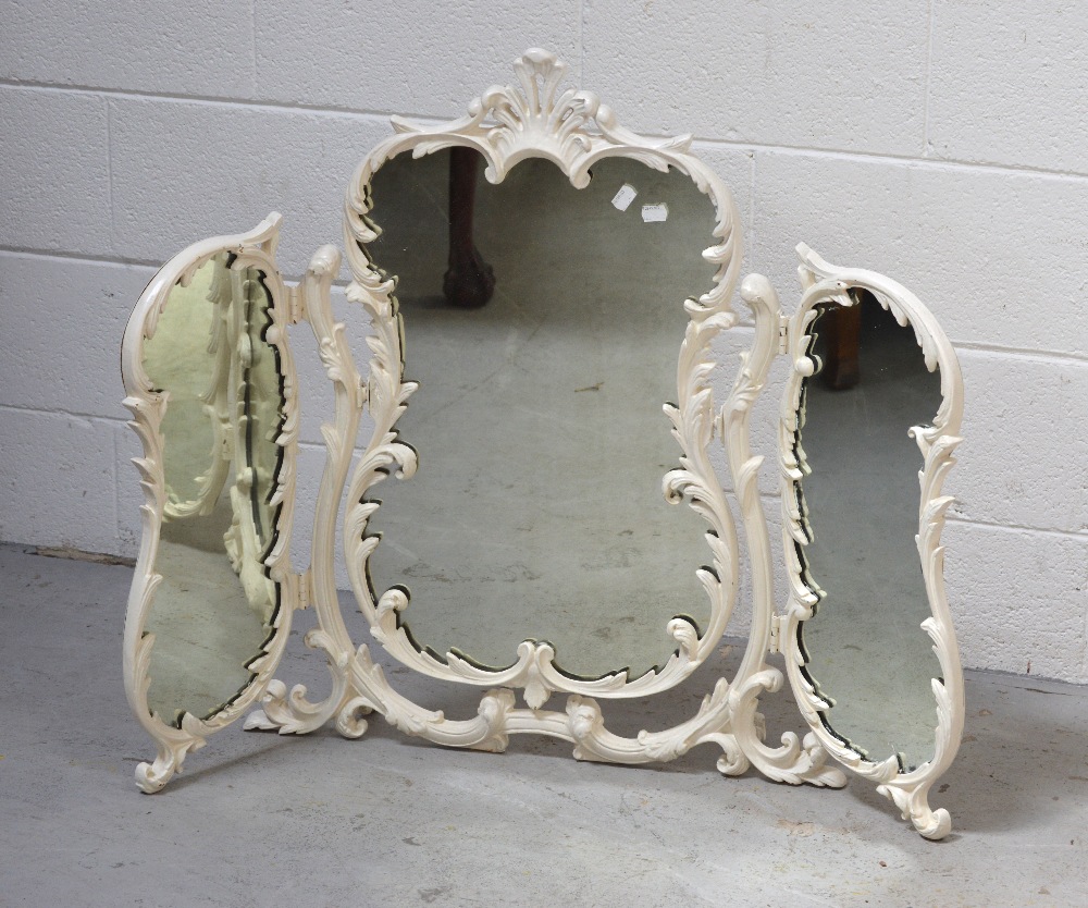 A vintage cream-painted triple dressing table mirror, - Image 2 of 2