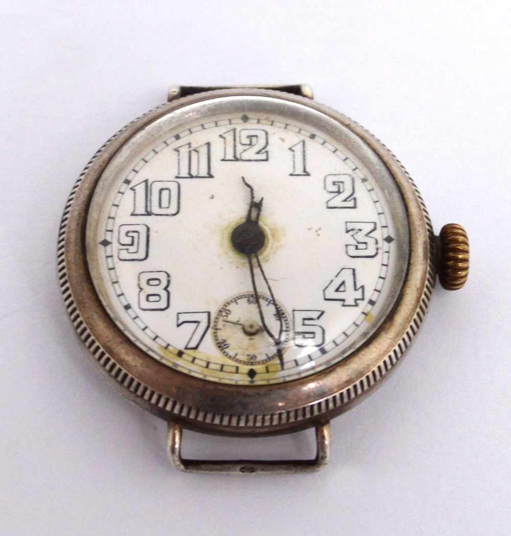 Rolex; a gentlemen's Willsdorf & Davis silver 1914 fifteen-jewel wristwatch,