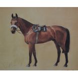 After Neil Cawthorne; a print 'Red Rum', signed by the trainer Ginger McCain (Don McCain),