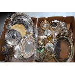 A quantity of plated ware to include various trays, a tea service, bowls, toast rack etc.