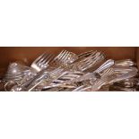 A quantity of silver plate to include a twelve-setting cutlery service, six lobster picks,