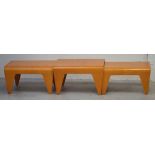 A nest of three beech plywood tables by Marcel Breuer, designed 1936, length of largest 61cm.