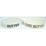 A rare late 19th century cream ware butter stand, inscribed 'Pure Butter' to the rim, diameter 41.