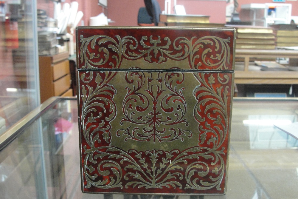 A mid to late 19th century French Boulle work rectangular stationery box, - Image 5 of 9