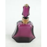 An Art Deco style amethyst decanter with white metal mount and collar, height 26.5cm.