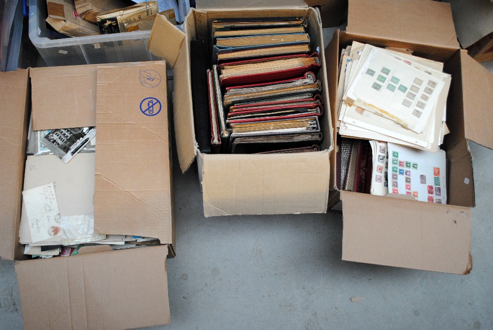 WORLDWIDE STAMPS, accumulation, a most interesting looking old time lot in three large boxes,