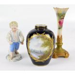 A Royal Worcester square section tapering bud vase,