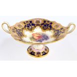 A Royal Worcester porcelain twin handled fruit bowl,