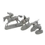 Two Heredities figures of mounted jockeys, height 22cm and 17cm,