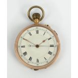 An early 20th century gold plated open face crown wind pocket watch,