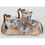 A Picquot Ware five piece tea set, comprising teapot, hot water pot, twin handled sugar bowl,