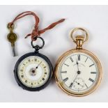 An early 20th century gold plated crown wind open face pocket watch,