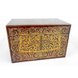 A mid to late 19th century French Boulle work rectangular stationery box,