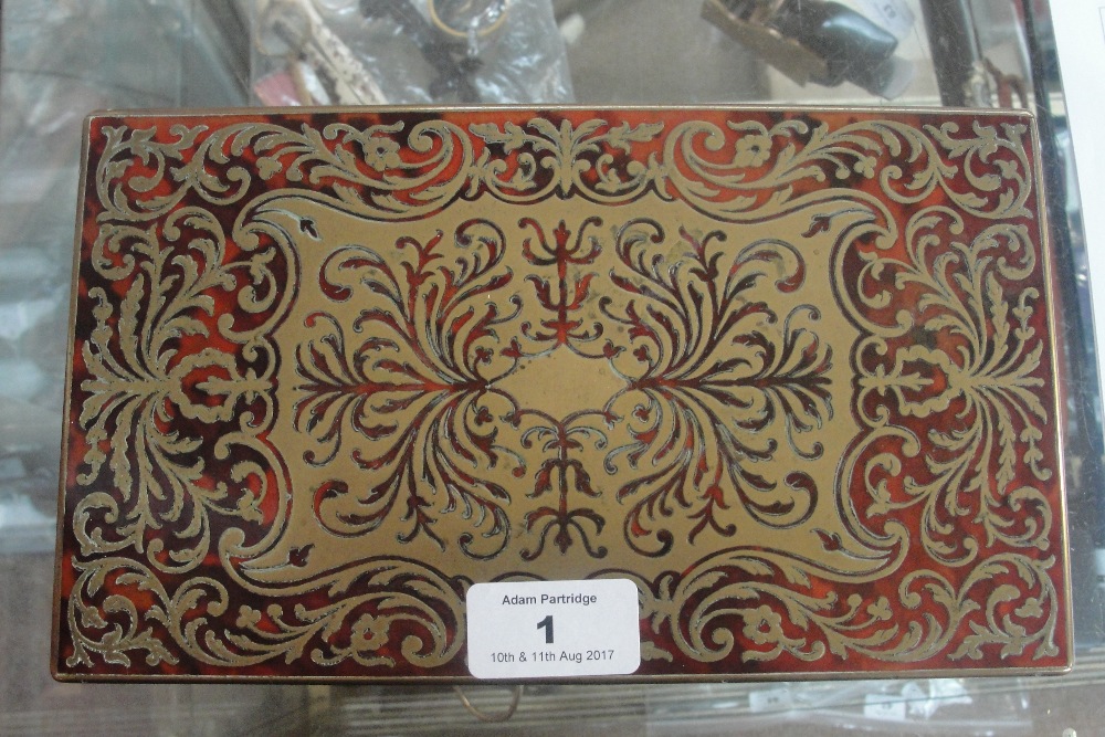 A mid to late 19th century French Boulle work rectangular stationery box, - Image 7 of 9