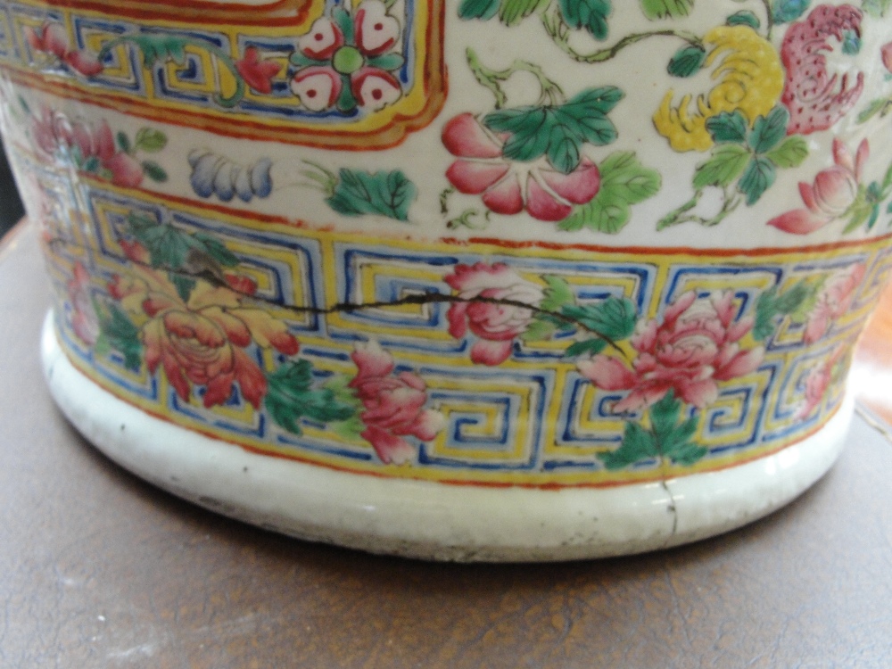 A very large 19th century Chinese Canton Famille Rose baluster vase with flared rim and twin gilt - Image 6 of 10