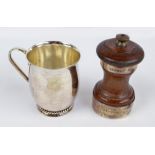 LUTZ & WEISS; a 20th century German silver christening mug,