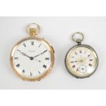 An early 20th century 9ct yellow gold open face crown wind pocket watch,