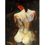 PAUL MARTINEZ-FRIAS; oil on board, rear view of a naked female, signed lower left and dated '88,