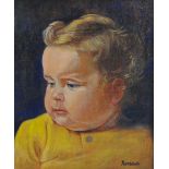 ARTHUR ROWLANDS (1904-2008); oil on canvas board, portrait of a child, signed, 29 x 24cm, framed.